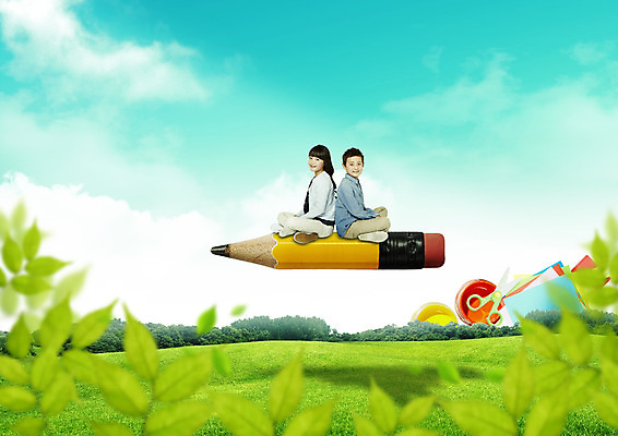 전신 PSD 구름 편집 편집이미지 어린이교육 교육 어린이 하늘 나뭇잎 가위 앉기 소녀 소년 잔디 두명 옆모습 등맞대기 일본인 색종이 지우개연필 이미지편집 자연요소 외국인 식물 여자 남자 종이 뷰포인트 잎 모션 문구용품 사람 동양인 연필 파일형식