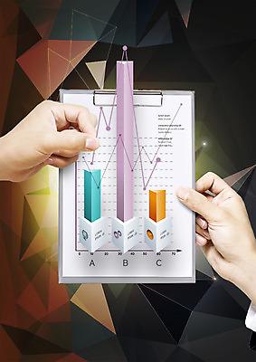 PSD 편집 편집이미지 손 비즈니스 그래프 한명 신체부위 막대그래프 꺾은선그래프 서류판 이미지편집 1 사람 사무용품 파일형식