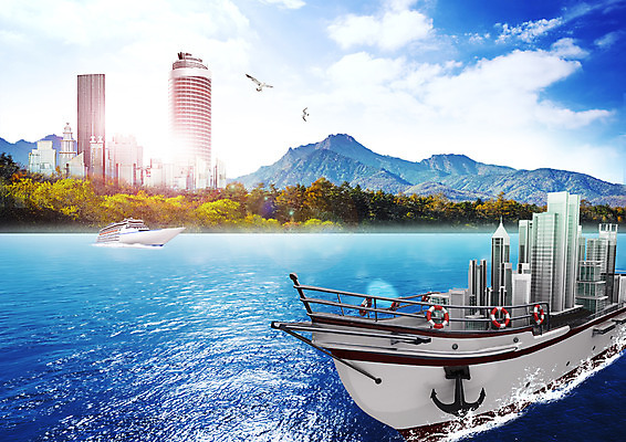 PSD 나무 편집 편집이미지 바다 비즈니스 갈매기 산 빌딩 사람없음 숲 닻 선박 이미지편집 식물 수상교통 조류 건물 파일형식