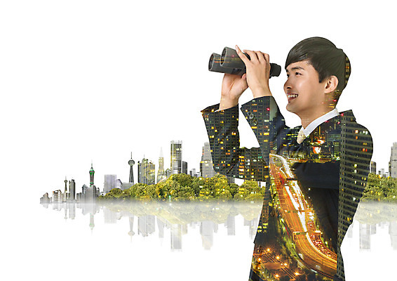 PSD 편집 편집이미지 남자 실루엣 한명 웃음 빌딩 상반신 20대 성인 옆모습 망원경 한국인 관찰 도시 비즈니스맨 야간 이미지편집 자연요소 1 뷰포인트 비즈니스 모션 촬영기법 표정 사람 동양인 청년 건물 직장인 파일형식