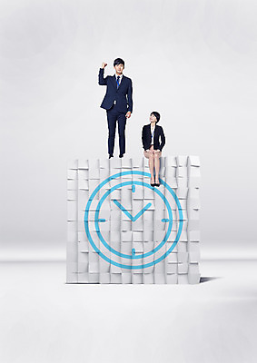 전신 PSD 편집 편집이미지 여자 남자 시계 서기 앉기 20대 성인 두명 파이팅 주먹 블록 한국인 구직 비즈니스맨 비즈니스우먼 면접 이미지편집 컨셉 비즈니스 모션 사람 동양인 청년 직장인 파일형식