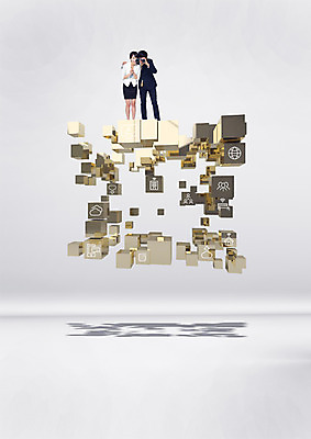 전신 PSD 구름 편집 편집이미지 여자 남자 서기 20대 성인 두명 지구본 블록 망원경 한국인 관찰 비즈니스맨 비즈니스우먼 이미지편집 자연요소 비즈니스 모션 사람 동양인 청년 직장인 파일형식