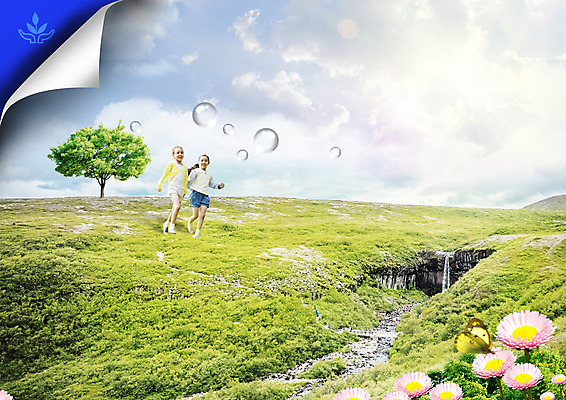 전신 PSD 서양인 나무 구름 편집 편집이미지 여자 꽃 여행 하늘 서기 소녀 초원 두명 달리기 계곡 물방울 이미지편집 자연요소 외국인 식물 어린이 모션 사람 파일형식