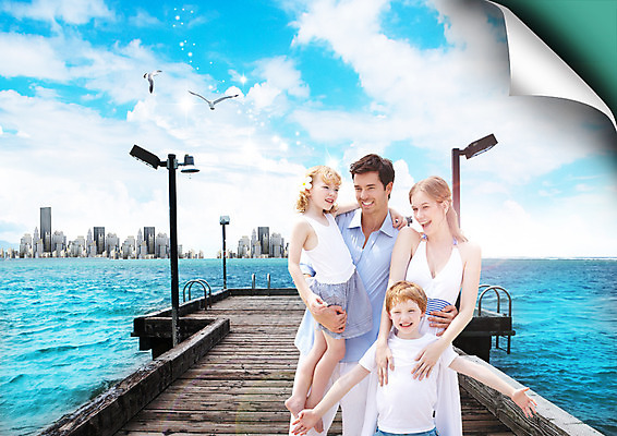 PSD 서양인 구름 편집 편집이미지 여자 남자 딸 아들 여행 가족 안기 갈매기 하늘 엄마 가족여행 웃음 소녀 빌딩 소년 여러명 상반신 성인 아빠 선창가 이미지편집 자연요소 외국인 어린이 다수 관계 모션 조류 표정 사람 건물 파일형식