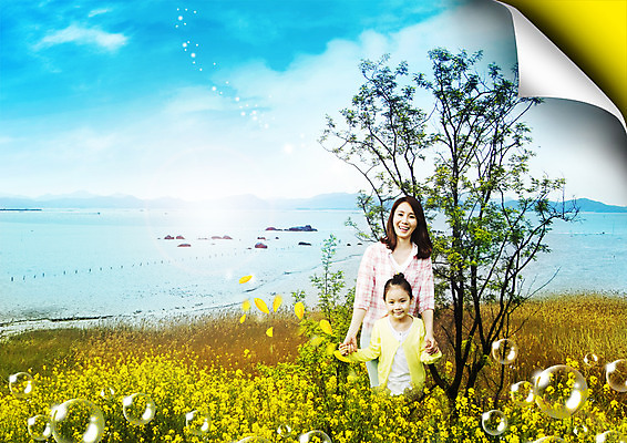 PSD 나무 구름 편집 편집이미지 여자 딸 바다 여행 꽃밭 가족 하늘 엄마 가족여행 웃음 소녀 상반신 성인 두명 30대 한국인 물방울 이미지편집 자연요소 식물 꽃 어린이 관계 표정 사람 동양인 장년 파일형식