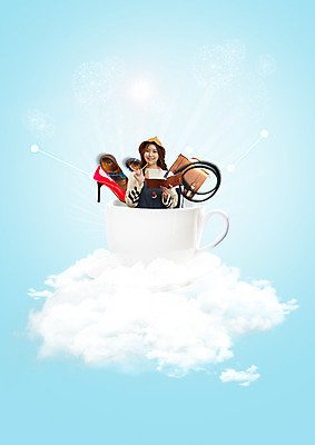 PSD 구름 편집 편집이미지 모자 여자 구두 가방 한명 상반신 20대 성인 펜 다이어리 한국인 하이힐 커피잔 이미지편집 자연요소 1 잡화 커피 신발 잔 사람 동양인 청년 필기구 사무용품 여성화 파일형식