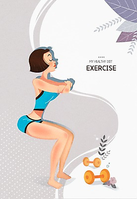 전신 PSD 여자 다이어트 일러스트 프레임 한명 성인 운동복 운동 아령 스쿼트 국내일러스트 1 옷 건강 사람 파일형식 운동자세