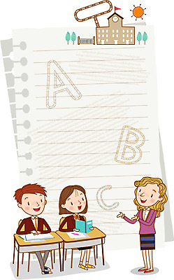 학생 알파벳 여자 남자 교복 일러스트 학교 청소년 프레임 영어교육 성인 세명 스쿨라이프 책상 원어민 국내일러스트 AI파일 라이프스타일 영어 옷 교육 가구 사람 영어교사 파일형식 벡터