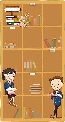 학생 여자 남자 교복 일러스트 청소년 책장 프레임 두명 책 독서 스쿨라이프 국내일러스트 AI파일 라이프스타일 옷 가구 학교 사람 파일형식 벡터