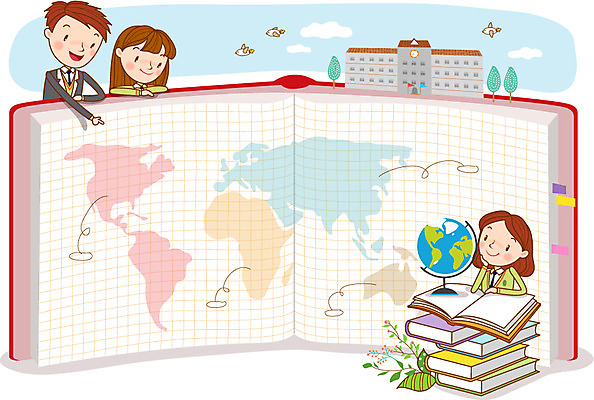 학생 여자 남자 교복 세계지도 일러스트 학교 청소년 프레임 책 세명 지구본 스쿨라이프 국내일러스트 AI파일 라이프스타일 옷 교육 지도 사람 세계 파일형식 벡터