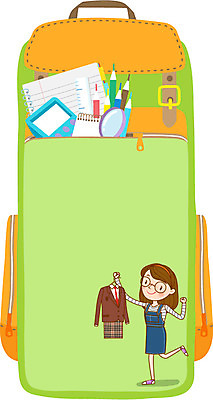 학생 여자 교복 일러스트 청소년 색연필 책가방 프레임 한명 스쿨라이프 공책 신입생 국내일러스트 AI파일 1 라이프스타일 옷 가방 학교 문구용품 학용품 사람 파일형식 벡터