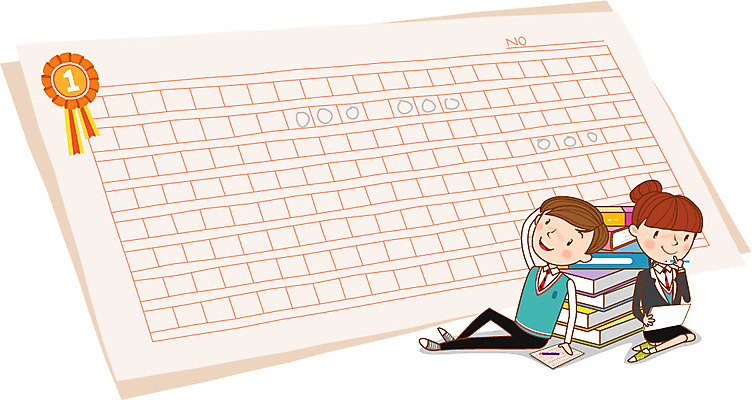 학생 여자 남자 교복 일러스트 청소년 프레임 두명 책 스쿨라이프 글짓기 원고지 국내일러스트 AI파일 라이프스타일 옷 학교 사람 파일형식 벡터