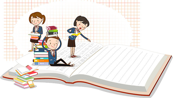 학생 여자 남자 교복 일러스트 청소년 프레임 책 세명 스쿨라이프 국어교육 국내일러스트 AI파일 라이프스타일 옷 교육 학교 사람 파일형식 벡터