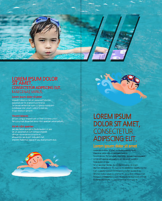 PSD 서양인 템플릿 편집 표지디자인 북디자인 출판디자인 내지 리플렛 2단접지 북커버 수영장 소년 팜플렛 상반신 세명 운동 수영 물안경 이미지템플릿 외국인 남자 어린이 건강 사람 수상스포츠 수영용품 파일형식
