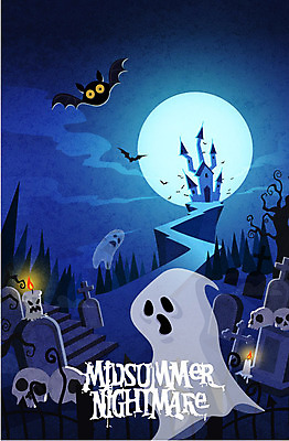 구름 포스터 일러스트 초 해골 사람없음 보름달 달 공동묘지 성 유령 공포 박쥐 공동묘 유령의집 호러 호러캐릭터 국내일러스트 일러캐릭터 AI파일 자연요소 캐릭터 건축물 포유류 뼈 무덤 파일형식 벡터