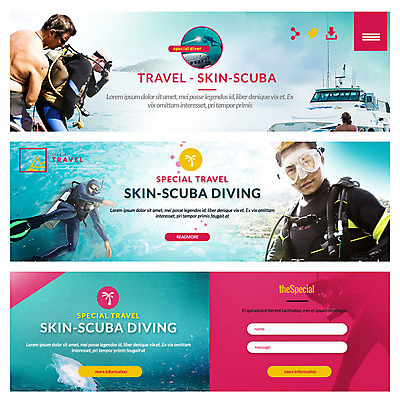 PSD 외국인 템플릿 배너 남자 바다 여행 웹템플릿 여러명 성인 스쿠버다이빙 해파리 스쿠버다이빙용품 이벤트배너 웹배너 이미지템플릿 스포츠용품 다수 사람 인종 수상스포츠 자포동물 파일형식