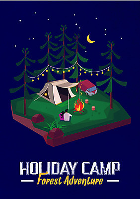 나무 커플 여자 남자 포스터 별 일러스트 밤하늘 조명 텐트 성인 두명 캠핑 달 모닥불 캠핑카 아이소메트릭 국내일러스트 AI파일 자연요소 식물 관계 자동차 하늘 불 레저 캠핑도구 사람 야간 파일형식 벡터