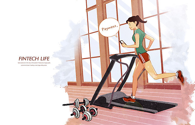 PSD 여자 일러스트 창문 모바일 한명 성인 스마트폰 쇼핑 달리기 아령 결제 런닝머신 모바일쇼핑 핀테크 국내일러스트 1 모션 사람 금융 핸드폰 스마트기기 운동기구 온라인쇼핑 파일형식