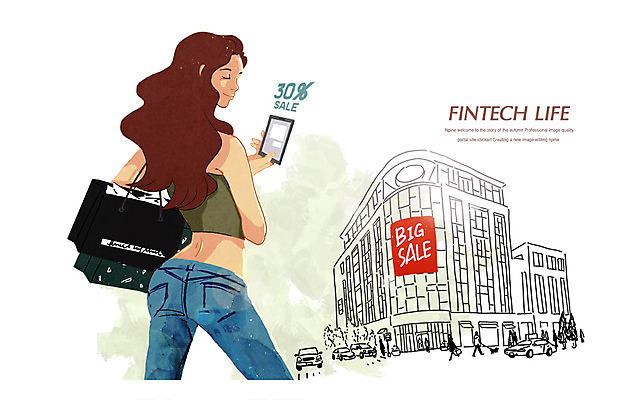 PSD 여자 일러스트 모바일 한명 성인 스마트폰 쇼핑 태블릿 쇼핑백 세일 쇼핑몰 결제 모바일쇼핑 핀테크 스토어 국내일러스트 1 가방 사람 금융 전자제품 핸드폰 스마트기기 온라인쇼핑 파일형식