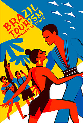 여자 남자 포스터 여행 일러스트 열대 여러명 성인 야자수 여행객 카메라 축제 춤 브라질 정열 리우 쌈바 이국적 국내일러스트 AI파일 나무 다수 문화예술 사람 전자제품 남아메리카 파일형식 벡터