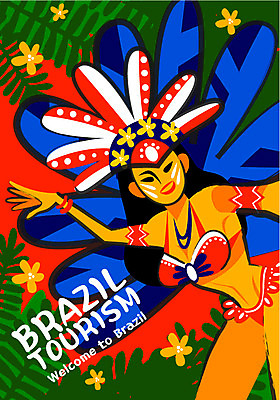 여자 꽃잎 포스터 여행 일러스트 열대 한명 성인 야자수 축제 춤 풀잎 브라질 야자수잎 정열 리우 쌈바 이국적 카니발축제 국내일러스트 AI파일 나무 1 꽃 잎 문화예술 사람 풀_식물 남아메리카 파일형식 벡터