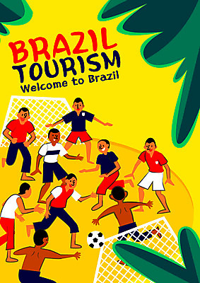 남자 포스터 여행 일러스트 축구공 열대 여러명 성인 축제 축구 축구골대 브라질 야자수잎 정열 리우 이국적 국내일러스트 AI파일 다수 잎 공 축구용품 사람 구기 남아메리카 골대 파일형식 벡터