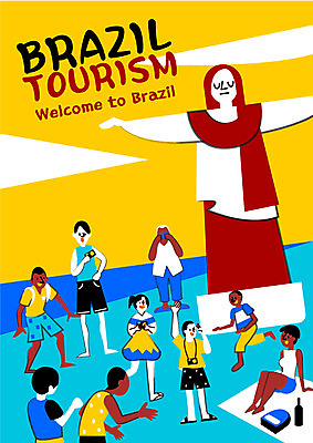 여자 남자 포스터 여행 가방 일러스트 열대 여러명 성인 야자수 여행객 카메라 사진촬영 축제 와인병 돗자리 브라질 야자수잎 정열 리우 예수상 이국적 국내일러스트 AI파일 나무 잡화 다수 잎 병_용기 사람 전자제품 조형물 와인 촬영 남아메리카 파일형식 벡터