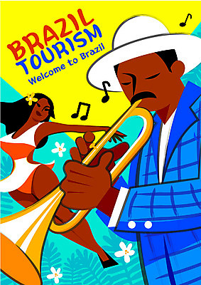 모자 여자 남자 포스터 여행 연주 음표 일러스트 열대 성인 두명 야자수 축제 춤 트럼펫 브라질 야자수잎 정열 리우 이국적 국내일러스트 AI파일 나무 기호 잡화 음악 잎 문화예술 사람 남아메리카 금관악기 파일형식 벡터