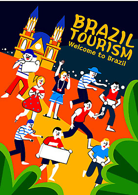 여자 남자 포스터 여행 일러스트 열대 여러명 성인 성당 카메라 축제 야간 브라질 야자수잎 정열 시위 리우 이국적 국내일러스트 AI파일 자연요소 다수 잎 종교건축 사람 전자제품 남아메리카 파일형식 벡터