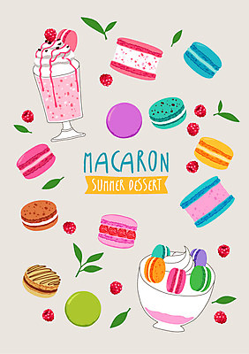 백그라운드 일러스트 디저트 여름음식 사람없음 여름 빙수 쉐이크 마카롱 국내일러스트 AI파일 계절 음료 음식 파일형식 벡터 여름_계절