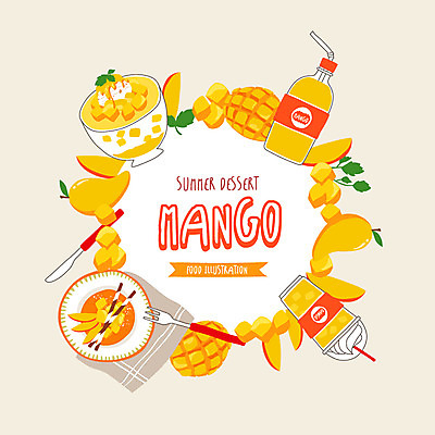 백그라운드 포크 일러스트 디저트 여름음식 프레임 사람없음 여름 나이프 빙수 망고 망고주스 국내일러스트 AI파일 식기 계절 음식 칼 과일주스 열대과일 파일형식 벡터 여름_계절