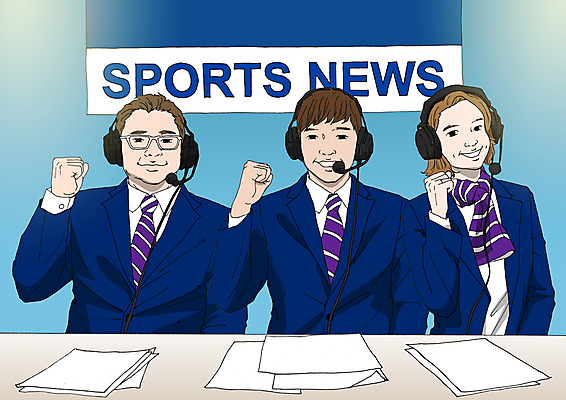 PSD 여자 남자 종이 올림픽 일러스트 성인 세명 파이팅 헤드셋 방송 중계 방송인 국내일러스트 직업 스포츠 음향기기 모션 사람 헤드폰 파일형식