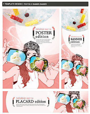 PSD 모자 배너 배너템플릿 여자 가로배너 ZIP 포스터 세로배너 아이스크림 디저트 한명 상반신 성인 여름 세트 선글라스 얼음 현수막 하트 체리 막대아이스크림 자연요소 모양 템플릿 1 잡화 계절 안경 음식 과일 사람 가로 세로 파일형식
