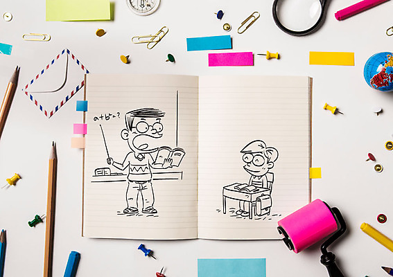 학생 교육 남자 어린이 포토일러 돋보기 편지봉투 성인 두명 책 연필 지구본 교사 공책 압정 포스트잇 클립 롤러 이미지편집 AI파일 편집이미지 직업 문구용품 학용품 봉투 사람 필기구 사무용품 메모지 편지 파일형식 벡터