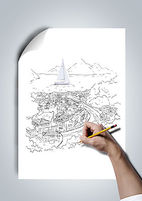 손 종이 바다 여행 요트 포토일러 주택 신체부위 관광지 마을 스케치 지우개연필 이미지편집 AI파일 편집이미지 배_교통 미술 사람 건물 연필 파일형식 벡터
