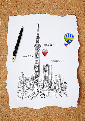 종이 여행 포토일러 빌딩 사람없음 관광지 펜 탑 열기구 도시 스케치 이미지편집 AI파일 편집이미지 건축물 항공교통 미술 건물 필기구 파일형식 벡터