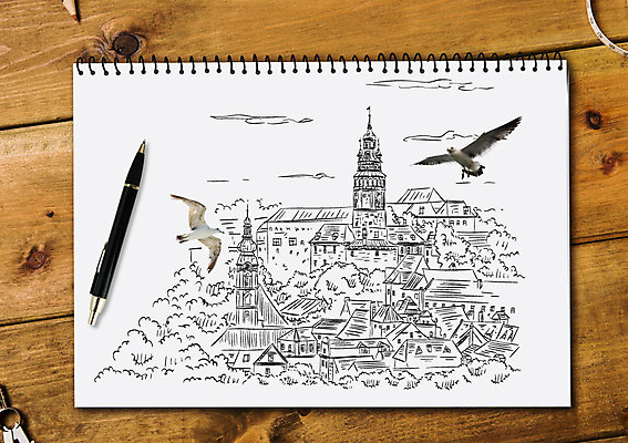 여행 갈매기 포토일러 줄자 사람없음 건물 관광지 펜 도시 스케치 스케치북 컴파스 이미지편집 AI파일 편집이미지 건축물 조류 문구용품 학용품 자 미술 필기구 파일형식 벡터