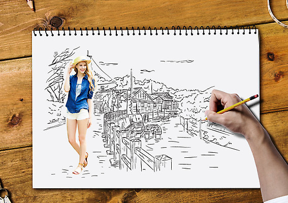 전신 서양인 모자 손 여자 여행 포토일러 한명 서기 20대 성인 스케치 스케치북 지우개연필 안식처 이미지편집 AI파일 외국인 편집이미지 1 잡화 모션 휴식 학용품 미술 사람 청년 신체부위 연필 파일형식 벡터