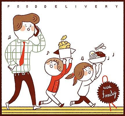 PSD 여자 남자 어린이 일러스트 프레임 성인 세명 치킨 메모지 짜장면 배송 주문 배달음식 전화주문 음식배달 국내일러스트 음식 사람 중식 사무용품 배달 닭고기요리 파일형식