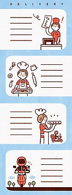 PSD 남자 일러스트 프레임 피자 요리사모자 여러명 성인 요리사 오토바이 메모지 배달원 배송 주문 배달음식 음식배달 국내일러스트 직업 모자_잡화 음식 다수 패스트푸드 서양음식 사람 사무용품 바이크 배달 파일형식