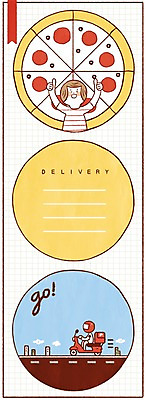 PSD 남자 일러스트 프레임 피자 성인 두명 오토바이 메모지 배달원 배송 배달음식 음식배달 국내일러스트 직업 음식 패스트푸드 서양음식 사람 사무용품 바이크 배달 파일형식