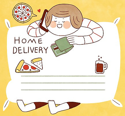 PSD 남자 쿠션 일러스트 프레임 피자 한명 성인 메모지 지갑 배송 주문 배달음식 전화주문 음식배달 국내일러스트 1 음식 패스트푸드 서양음식 사람 사무용품 배달 파일형식