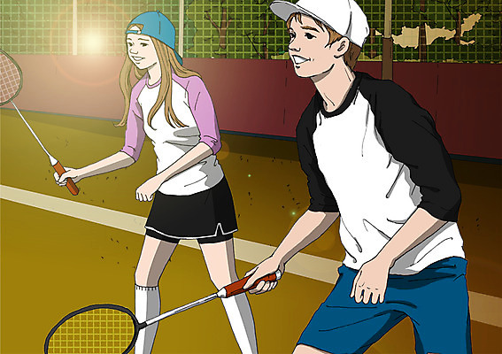 주간 PSD 여자 남자 일러스트 성인 취미 야외 두명 야외활동 배드민턴라켓 배드민턴 동호회 배드민턴장 국내일러스트 자연요소 사람 구기 라켓 파일형식