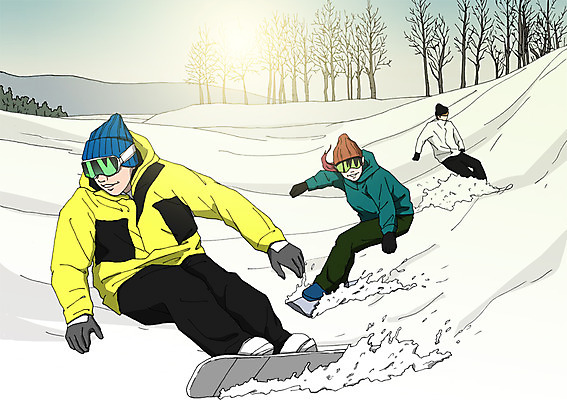 주간 PSD 나무 여자 남자 겨울 일러스트 성인 취미 야외 세명 야외활동 스노우보드 스키복 동호회 스키고글 국내일러스트 자연요소 식물 옷 계절 스키 사람 보드_스포츠 파일형식