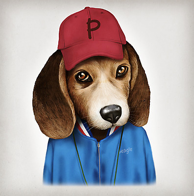 PSD 동물 모자 옷 패션 일러스트 의인화 사람없음 비글 초상화 국내일러스트 잡화 개 그림 파일형식