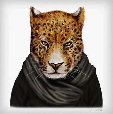 PSD 동물 옷 패션 일러스트 의인화 사람없음 표범 초상화 국내일러스트 포유류 그림 파일형식