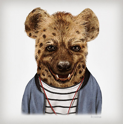 PSD 동물 옷 패션 일러스트 의인화 사람없음 초상화 하이에나 국내일러스트 그림 파일형식