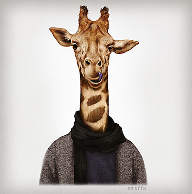 PSD 동물 옷 패션 일러스트 의인화 사람없음 목도리 기린 초상화 국내일러스트 잡화 포유류 그림 파일형식