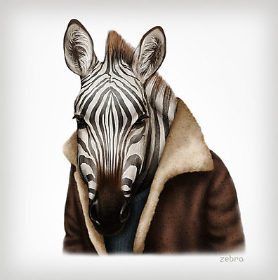 PSD 동물 옷 패션 일러스트 의인화 사람없음 얼룩말 초상화 국내일러스트 말_동물 그림 파일형식