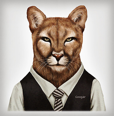 PSD 동물 옷 패션 일러스트 넥타이 의인화 사람없음 초상화 퓨마 국내일러스트 잡화 포유류 그림 파일형식